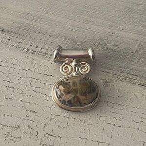 Petite Sajen Silver Oval Jasper Pendant.